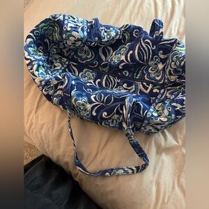 Vera Bradley Blue Green Floral Retired Large Duffle Weekender Travel Bag